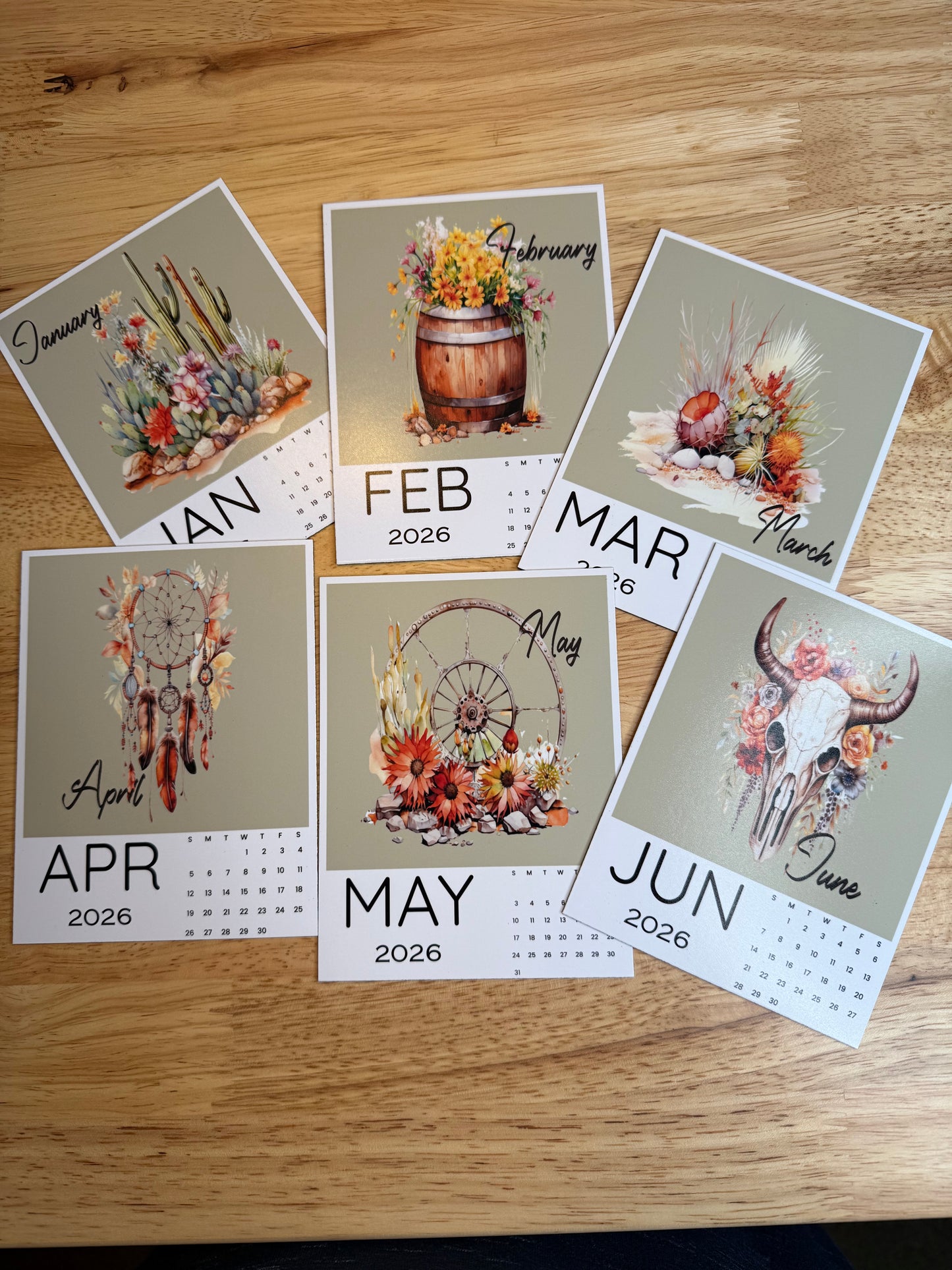 Western Blooms Calendar Magnets